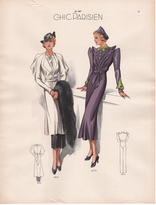 Vintage French fashion prints 1936